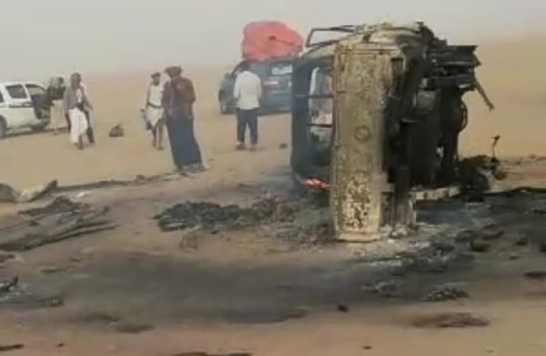الجوف ..وفاة ثمانية أشخاص على الأقل اثر حادث مروري مروع