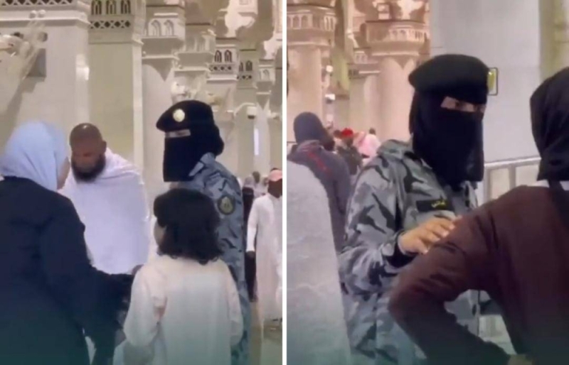 مجندات سعوديات يقومن بحركات غريبة وغير متوقعة مع المصلين والمعتمرين في المسجد الحرام .. فيديو 